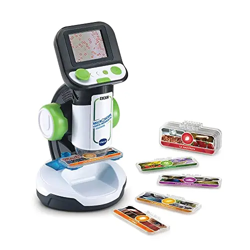 VTech - Genius XL Microscope Vidéo Interactif, Microscope Enfant avec Écran Couleur Numérique, Photos et Vidéos de la BBC, Jouet Scientifique Éducatif, Cadeau Enfant Dès 7 Ans - Contenu en Français