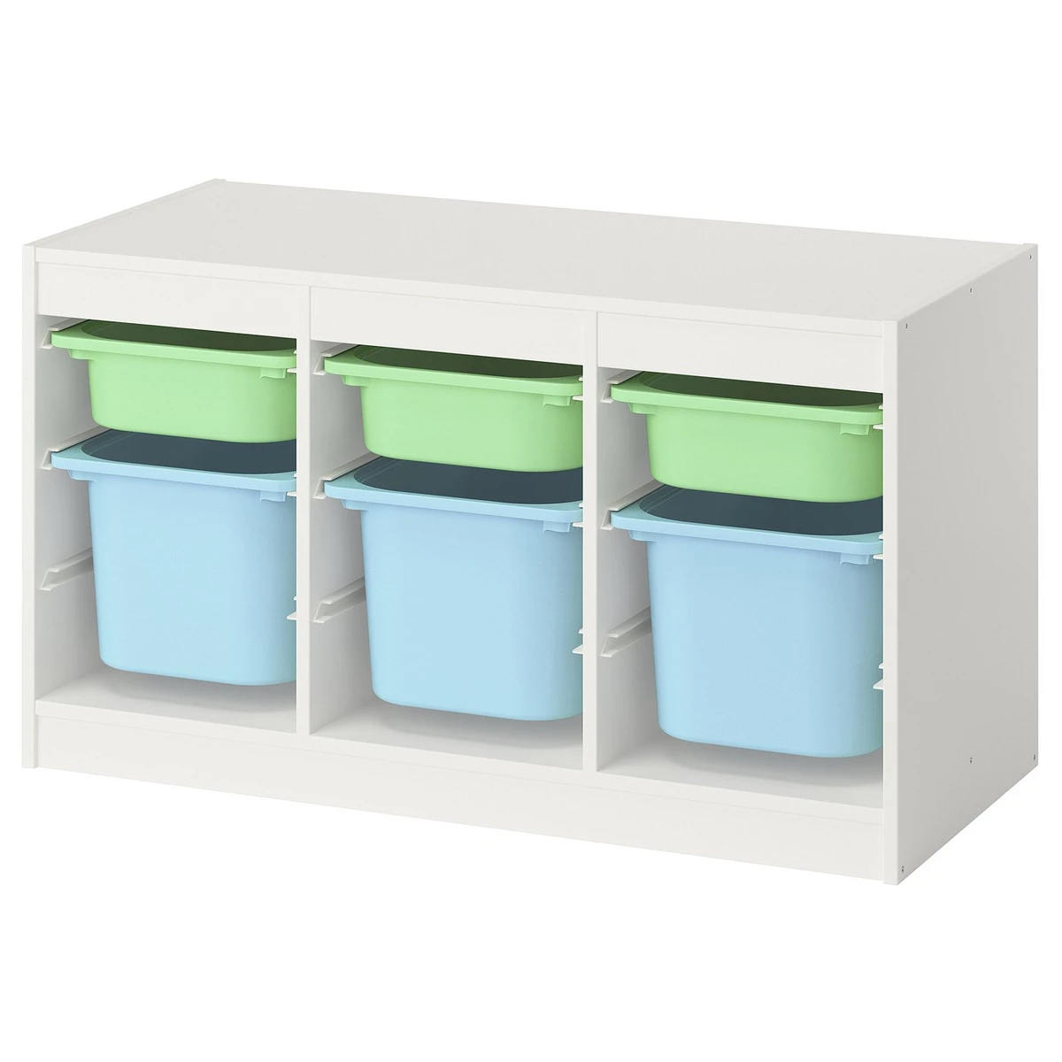 TROFAST Combinaison structure + bacs - blanc vert clair/bleu clair 99x44x56 cm