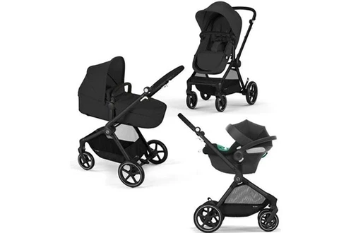 Pack Poussette Trio EOS BLACK Moon Black : Poussette convertible 2en1 + Siege auto Aton B2 i-size + Hamac convertible Nacelle