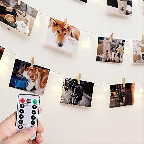 [Télécommande &amp; Minuteur] RECESKY Photo Clip Lampes à cordes - 40 LED 8.5m Guirlandes de la batterie, Décor de cadres photo - Pour l'intérieur, maison, Noël, mariage, chambre à coucher