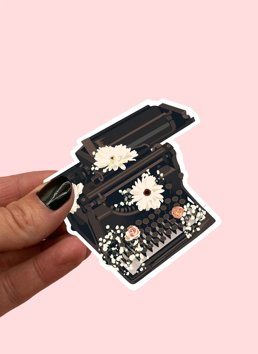 Typewriter and flowers sticker | Writers sticker | Pretty typewriter sticker | literary sticker | Book lover | Bujo sticker