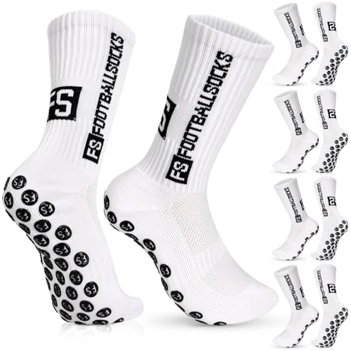 JUNEBRUSHS Lot de 4 paires de chaussettes de football antidérapantes pour homme