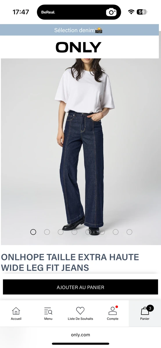 ONLHOPE Taille extra haute Wide Leg Fit Jeans