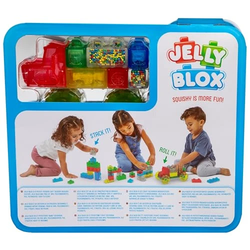 JELLY BLOX - Vroom Kit - 35 Blocs de Construction Tactiles pour Créer un Camion- Jeu de Construction pour Enfants dès 2 Ans - Expérience Sensorielle avec Blocs Extensibles, Souples et Flexibles