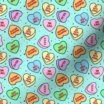 Anesthesia Candy Hearts Fabric | Spoonflower