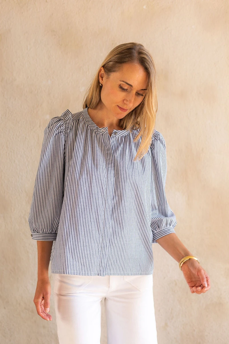 Joli Kit Couture - Blouse Lila popeline rayée