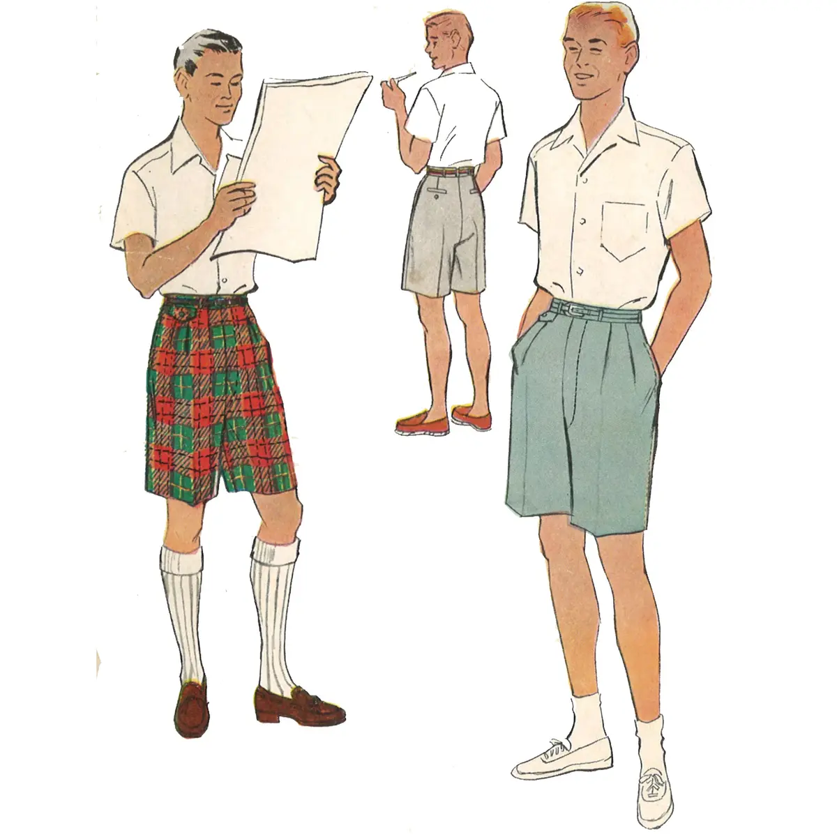Modèle des années 1950, Bermuda sur mesure pour hommes - Taille 38 » (96,5 cm)