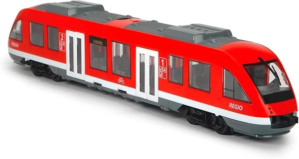 Majorette Dickie - City Train - 45cm - Tramway à Roues Libres - Portes et Toit Ouvrants - Dès 3 Ans - 203748002 Rouge