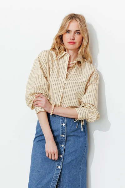 Chemise rayée fleurie Femme