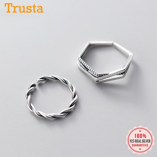 Trustdavis Authentic 925 Sterling Thai Silver Cross Twist Opening Ring Sizable For Women Silver 925 Ring Jewelry Gift DA733|Rings| - AliExpress