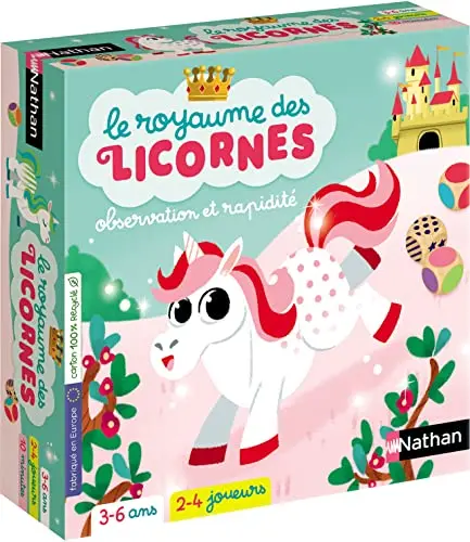 Nathan - Le Royaume des Licornes - Jeux de société Famille et Enfants - Sois Le Plus Rapide à retrouver la Licorne - De 3 à 6 Ans - 2 à 4 Joueurs