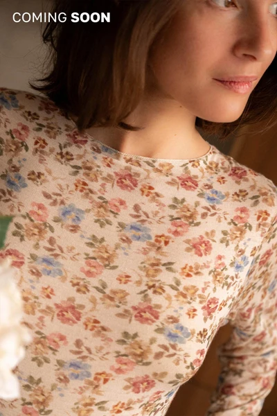 Top Ajusté À L'imprimé Floral - Bleu - Boutique Libertie