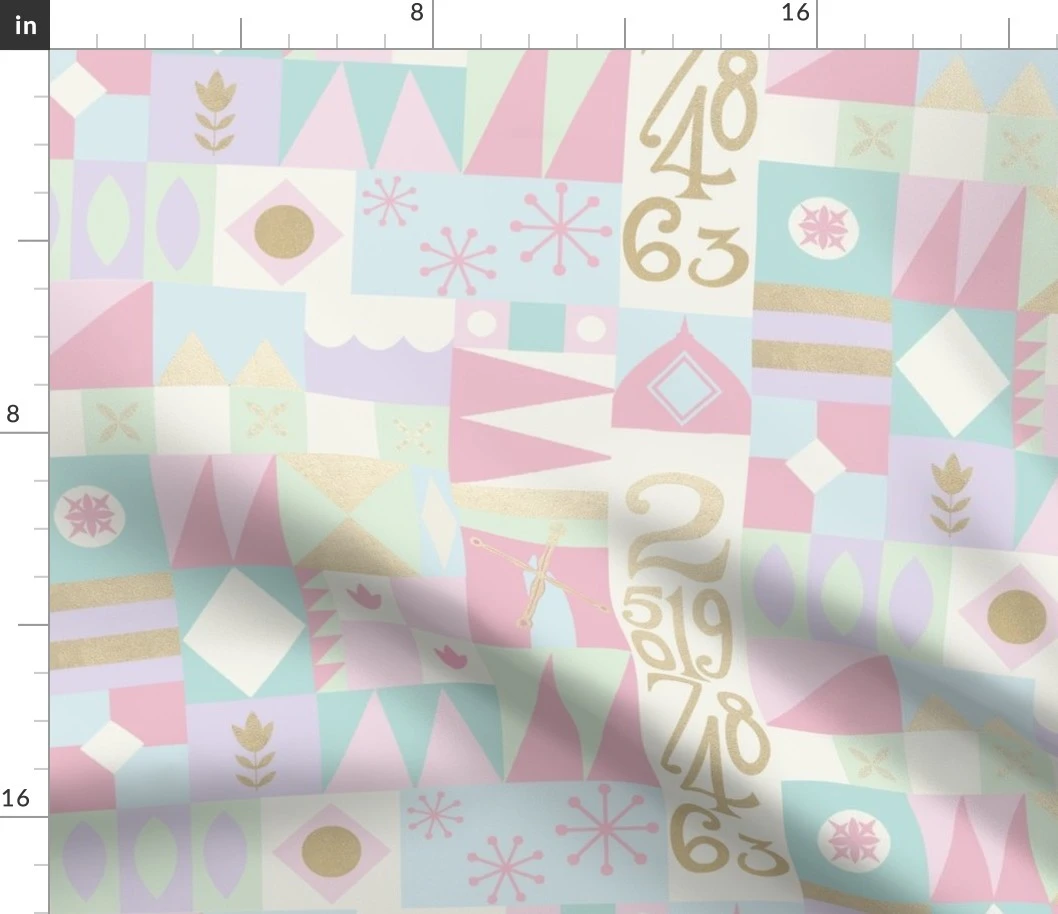 Pastel Geometric It's a Small World Fabric | Spoonflower