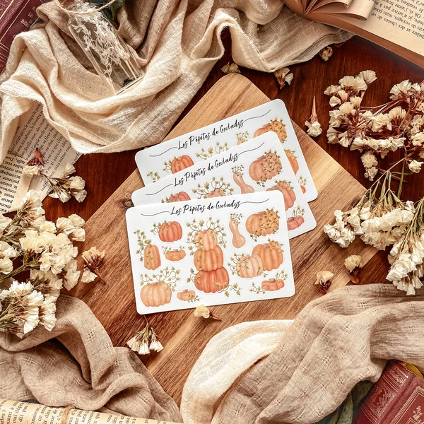 Petite planche de stickers Citrouilles Automne Cosy