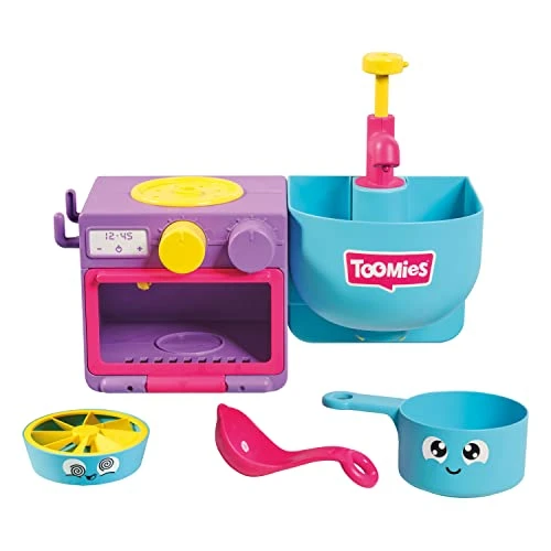 Toomies Cuisine Bain pour Bébé Et Tout-Petits, Jouet À Bulles, Ensemble 2 en 1, Jeu d'eau pour Enfants, Adapté Aux Garçons Et Filles De 18 Mois À 4 Ans, E73264, Multicolore, 21 x 28 x 15 cm