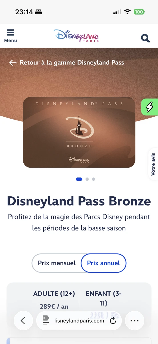 Disneyland Pass annuel Bronze 