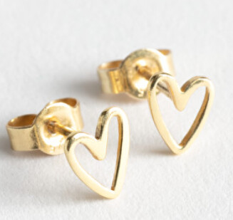 Gold-Plated Sterling Silver Heart Studs