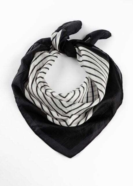 Foulard en soie noir/blanc rayé