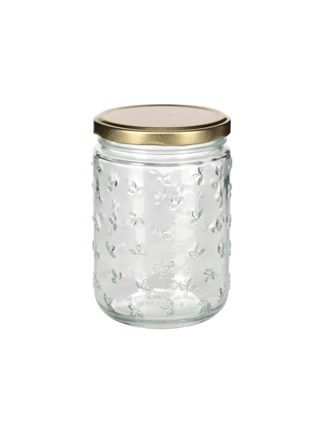 Bocal avec couvercle 560 ml | Verre/fer. 13 cm. | Clear, Brass