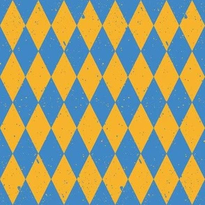 Gritty Harlequin (yellow & blue) Fabric | Spoonflower