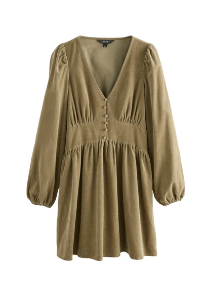 REGULAR FIT - LONG SLEEVE MINI - Robe de jour - khaki green