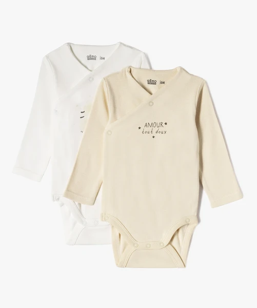 Bodies manches longues fermeture croisée devant bébé (lot de 2)