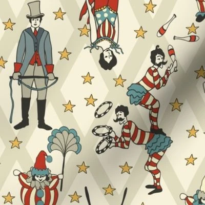 Vintage Circus Performers - Neutral Fabric | Spoonflower