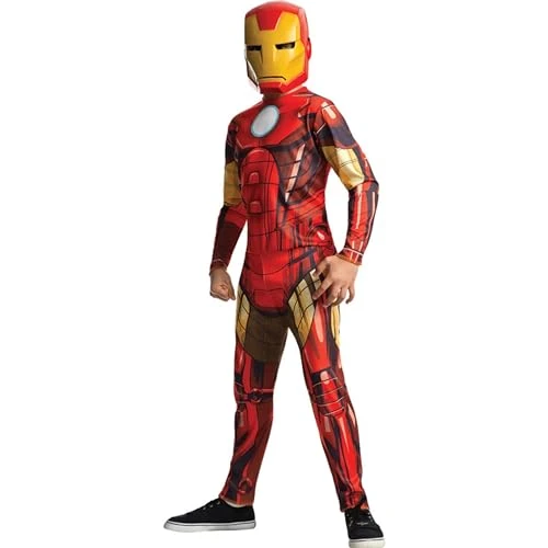 RUBIE'S Avengers Officiel - Déguisement Classique Iron Man Enfant - Taille Enfant au Choix de - Costume Combinaison Rouge avec Masque - Pour Carnaval, Halloween, Idée Cadeau de Noël