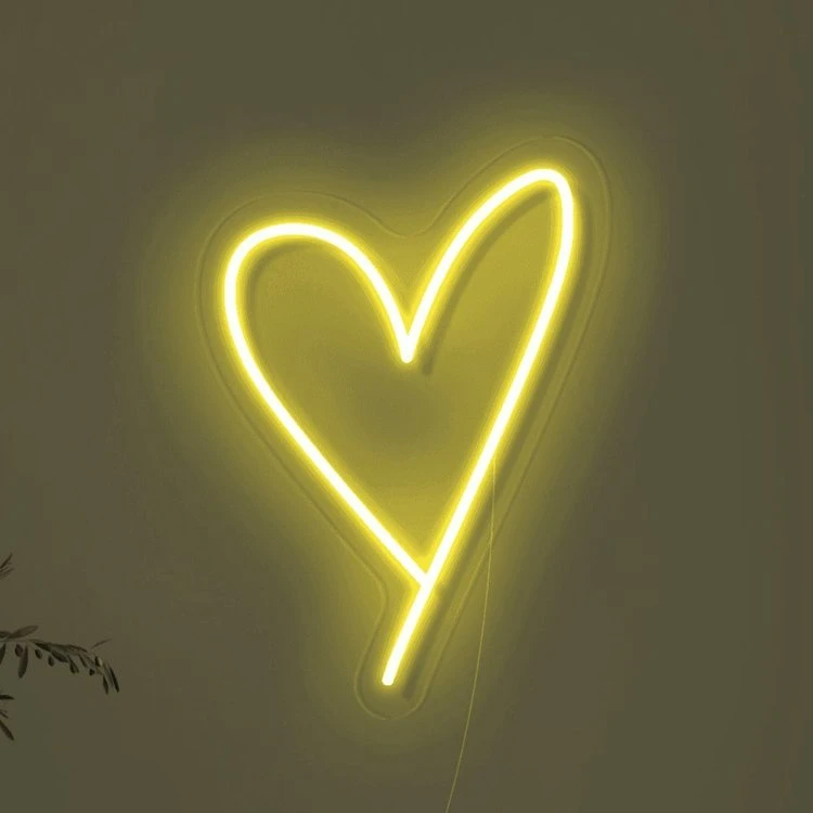 Néon LED Coeur - Couleur au Choix - Jaune