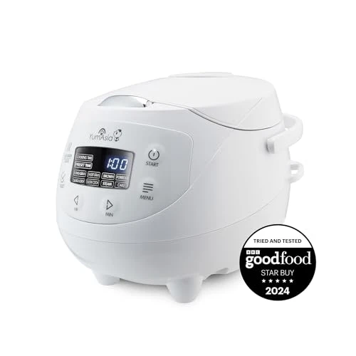 Yum Asia | Panda Mini cuiseur à riz avec bol en céramique Ninja et logique floue avancée (3,5 tasses, 0,63 litre) 4 fonctions de cuisson du riz, 4 fonctions multicuiseur, 220-240V (Arctic White)