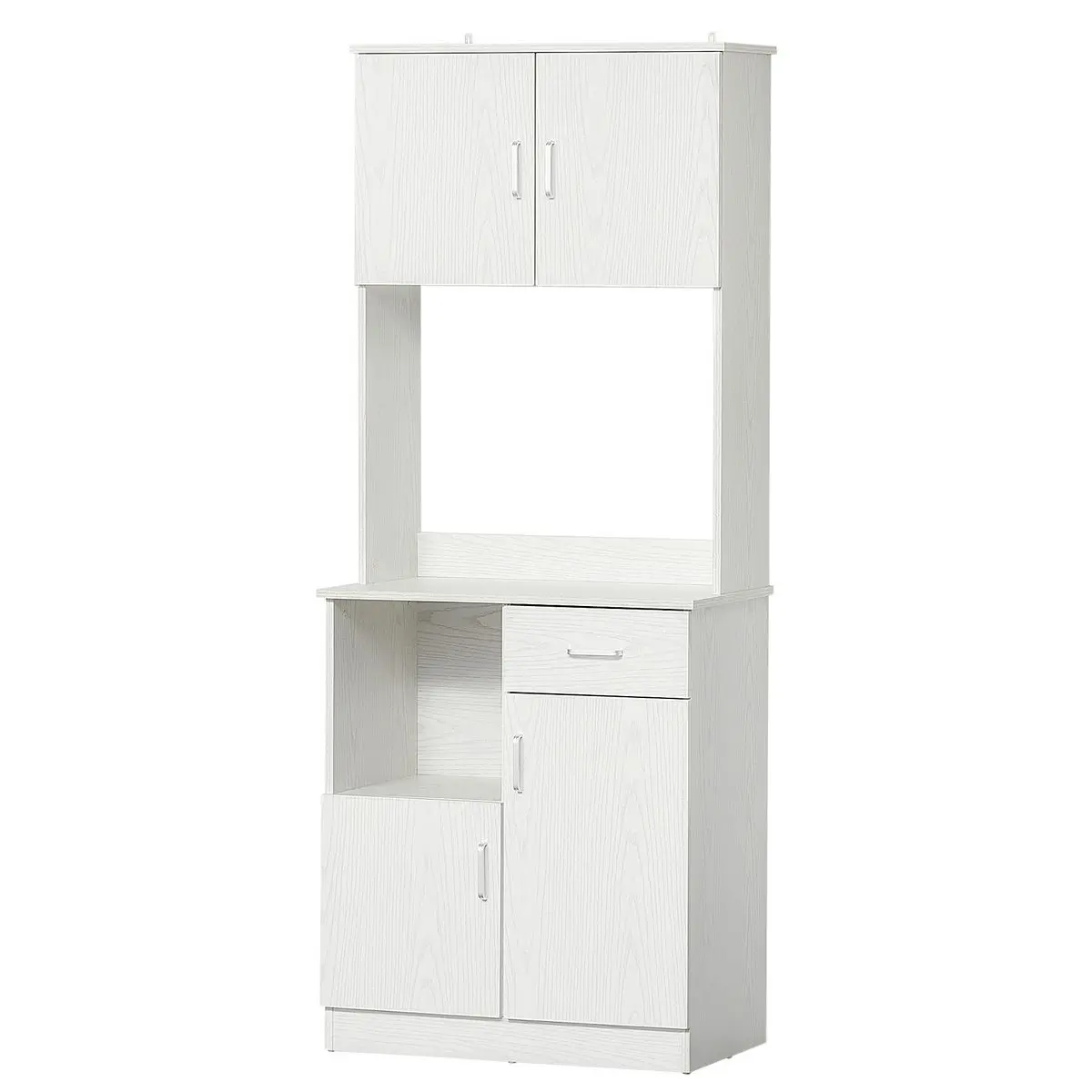 HOMCOM HOMCOM Armoire de cuisine multi-rangements 4 portes 1 tiroirs étagère + grand plateau 71 x 41 x 178 cm MDF blanc