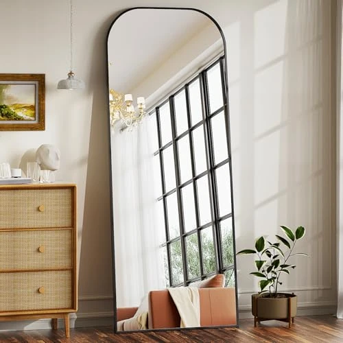 BEAUTYPEAK 142 x 52 cm - Cadre minimaliste - Miroir sur pied solide - Miroir sur toute la longueur - Miroir léger sur toute la longueur - À suspendre au mur horizontalement ou verticalement - Pour
