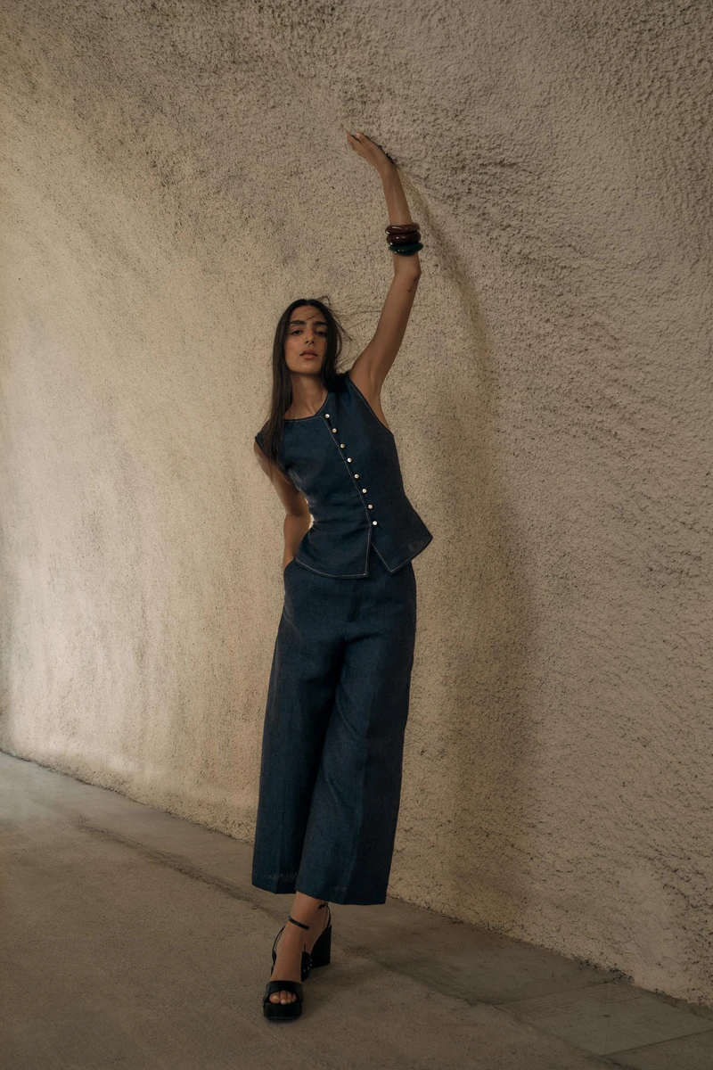 PANTALON JUPE-CULOTTE EN LIN