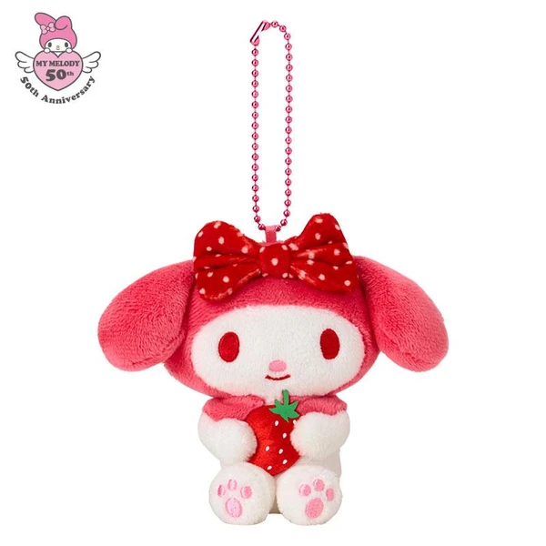 My Melody 50th Anniversary Plush Keychain Pin Dot Strawberry Sanrio Japan 2025