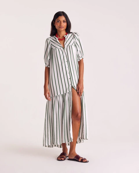 Robe Nicoletta rayures vert