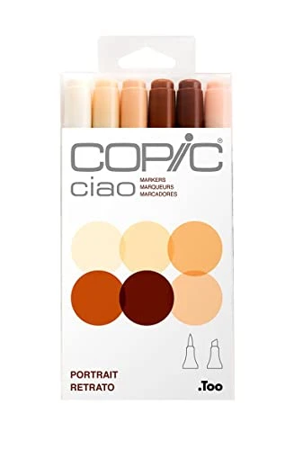 COPIC Ciao Set « Portrait », 6 marqueurs Twin avec Une Pointe Moyenne et Une Pointe Brush