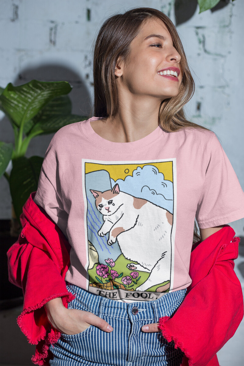Sad Cat Meme The Fool Tarot Shirt, Tarot Card Shirt, Witchy Clothing, Crying cat meme shirt, cat meme gift, meme t shirt, sad cat meme