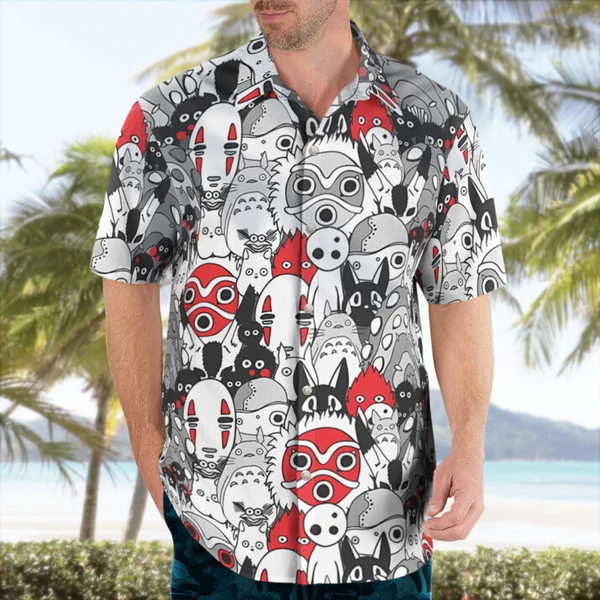 Ghibli Faces Frenzy Hawaiian Shirt