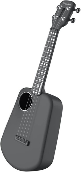 Populele 2 Concert ukulele de 23 pouces ukulélé, APPLICATION intelligente, ukulele adulte, Fibre de Carbone,Touche 56 LED, enseignement vidéo, mode de jeu, mode entraînement, le noir