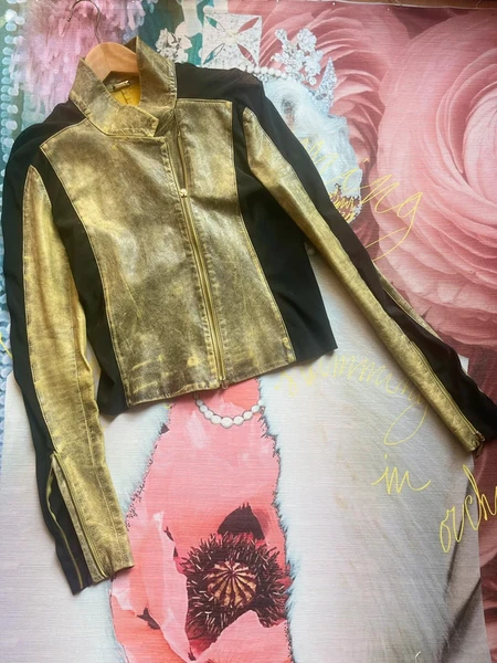 Roberto Cavalli Unisex Biker in pelle con fasce elasticizzate