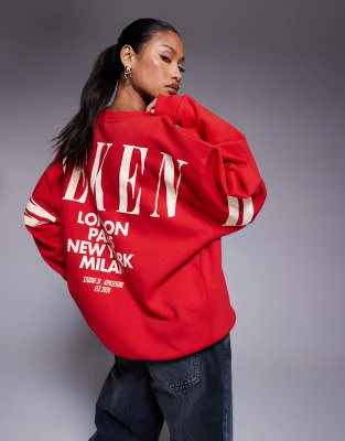 Weekend Collective - Sweat oversize avec logo superposé au dos - Rouge