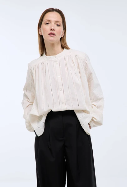 Blouse manches longues en dentelle en coton