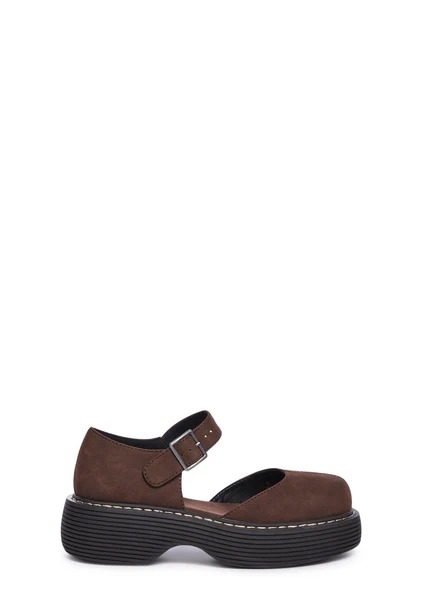 Delia's Vegan Suede Platform Mary Janes - Brown