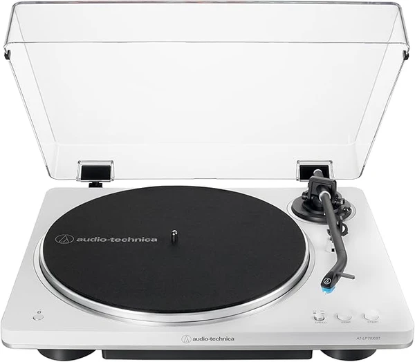 Audio-Technica AT-LP70XBT Platine Automatique sans Fil à entraînement par Courroie (Blanc/Noir)