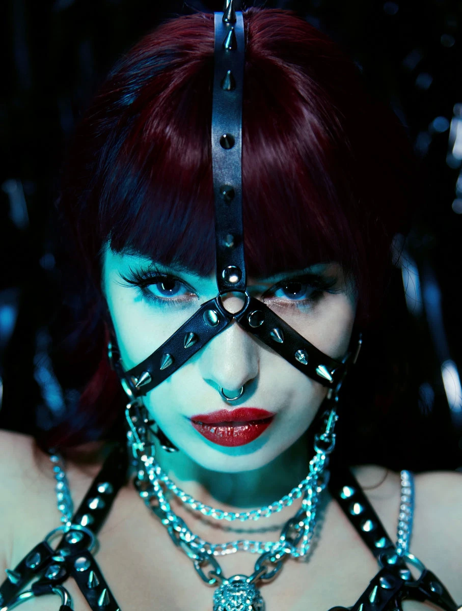 Ruby faux leather head harness