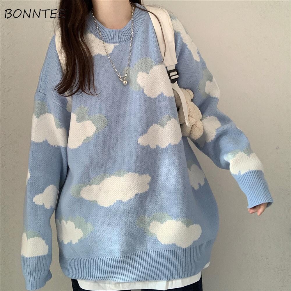 Pull Harajuku pour femmes, joli, Chic, Preppy, Simple, doux, ample, mode coréenne, automne et printemps