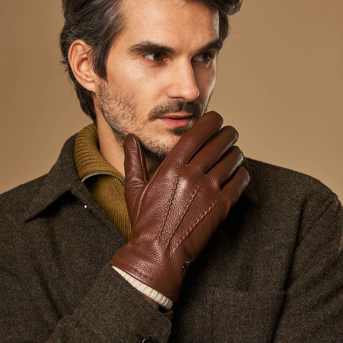 Gants en cuir de cerf (American deerskin) et doublure en laine