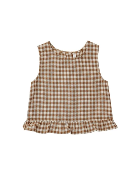 Oceanside Top – Camel Gingham - 4-5 years