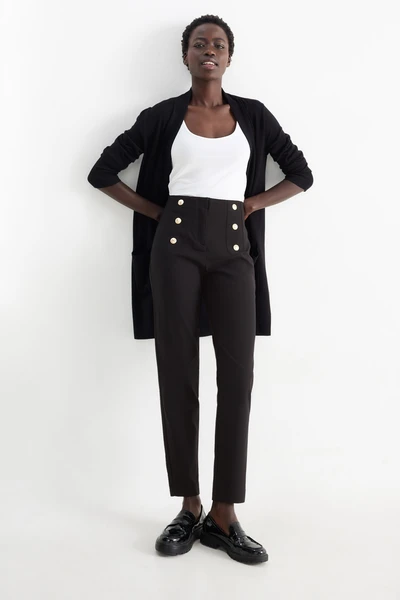 Pantalon en toile - high waist - slim fit
