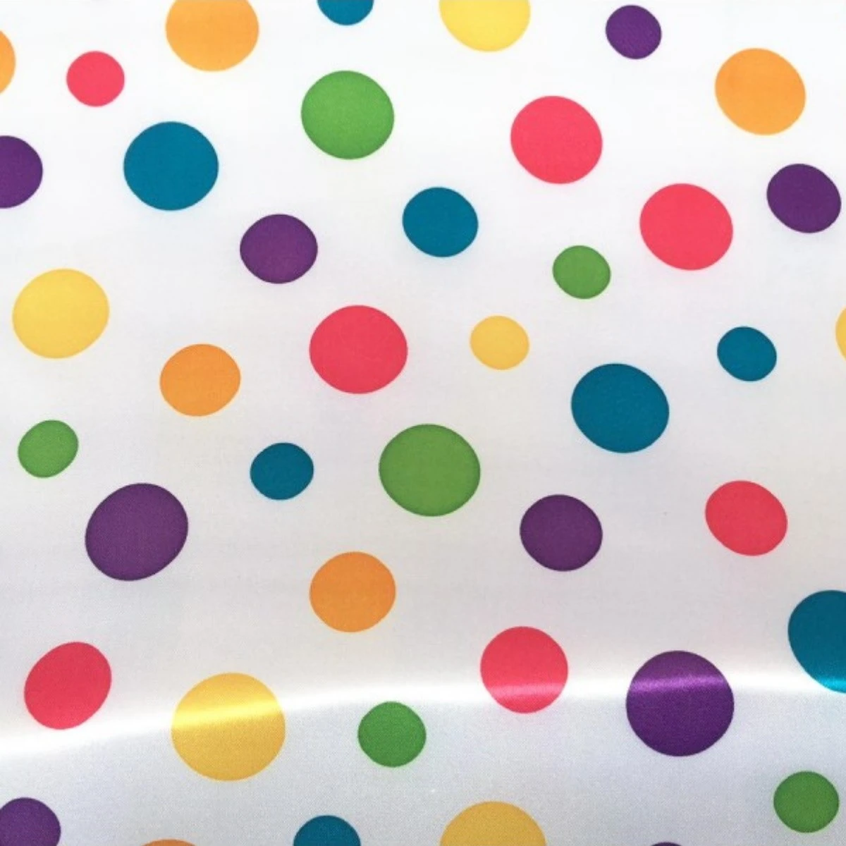 Tissu Satin Carnaval Blanc Pois Multicolores au Mètre pour la confection de Déguisements